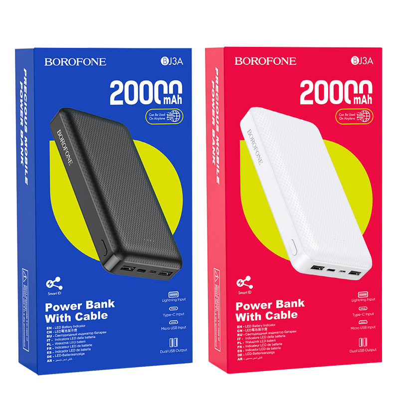 Borofone BJ3 Pila Portátil Recargable Cable Lightning Micro Y Tipo-c