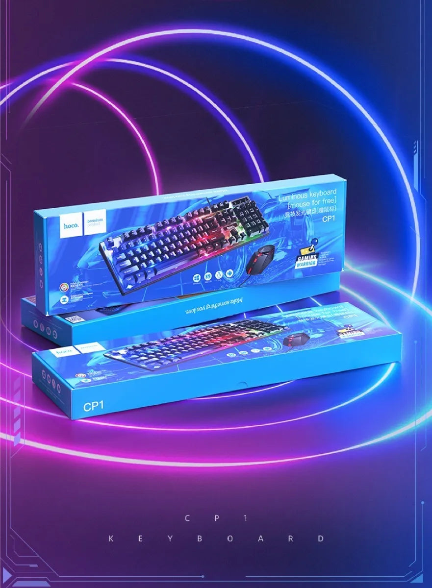 HOCO CP1 Teclado Gamer + Mouse Con Luz Led Tricolor Diseño Ergonómico